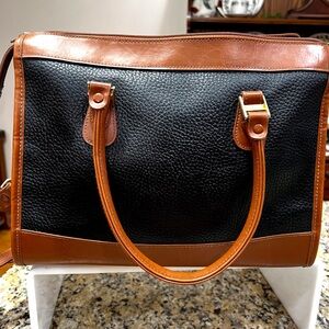 Guess Black and Brown Satchel with Textured Leather